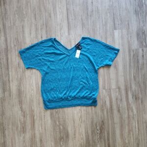 Lane Bryant Teal V-Neck Blouse